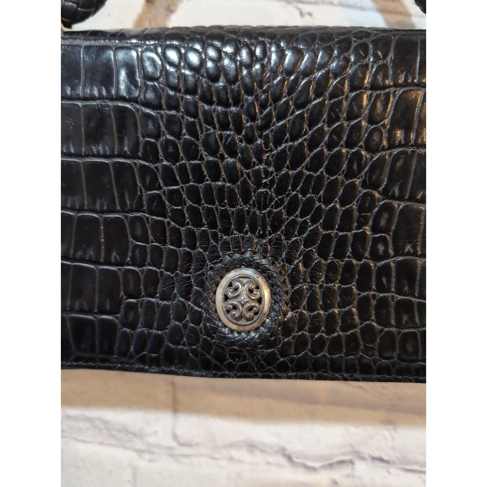 BRIGHTON Celtic Plaque Embossed Leather Clutch Handle Bag - Picture 6 of 16